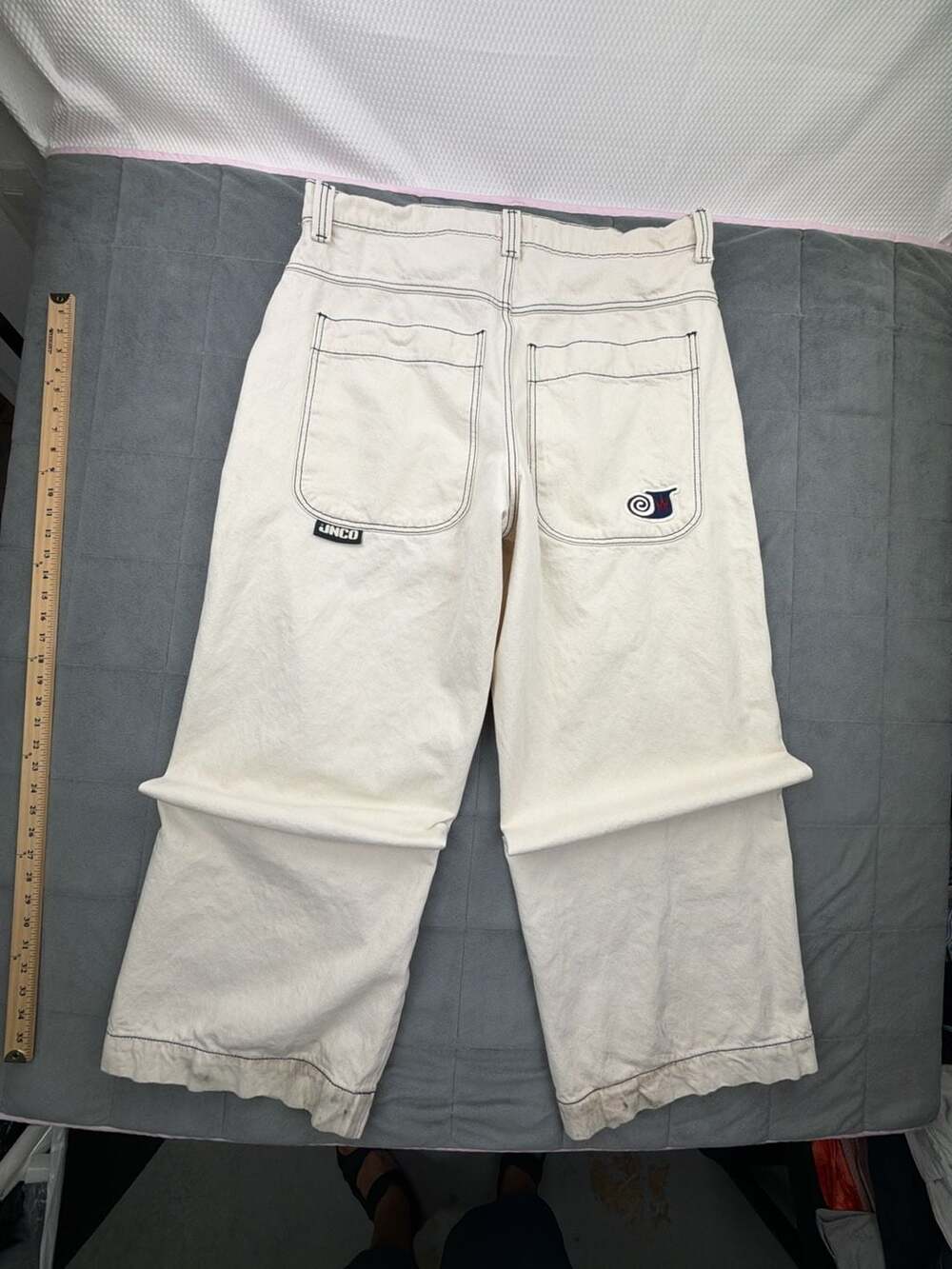 JNCO Twin Cannon 26 Size 40W 32L Light Beige Wide Leg Jeans